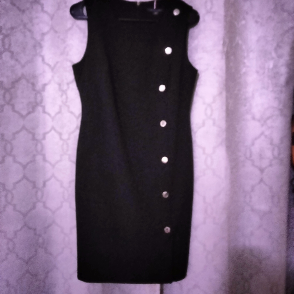 Elegant Black Button-Detail Dress